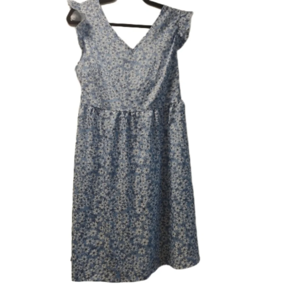 Women's Blue flowered Dress, 0XL - Picture 2 of 4